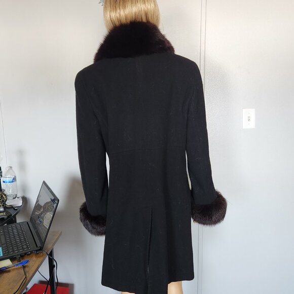 #703 Large cashmere blend/fox fur coat - Picture 2 of 4